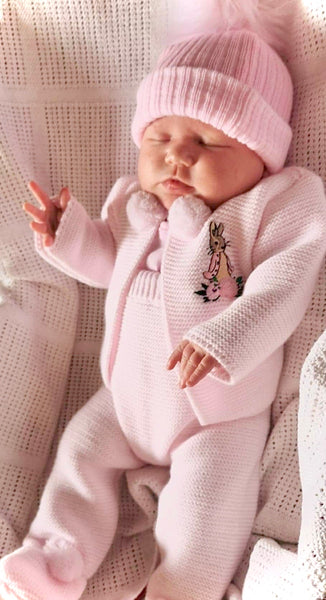 Flopsy Bunny Baby Girls Knitted Pom Suit - Pink