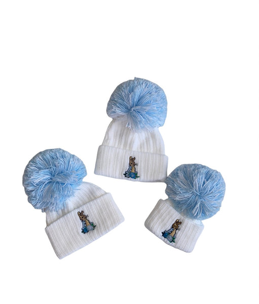 Peter Rabbit Peter Rabbit wool single  Pom Hat - White/blue pom