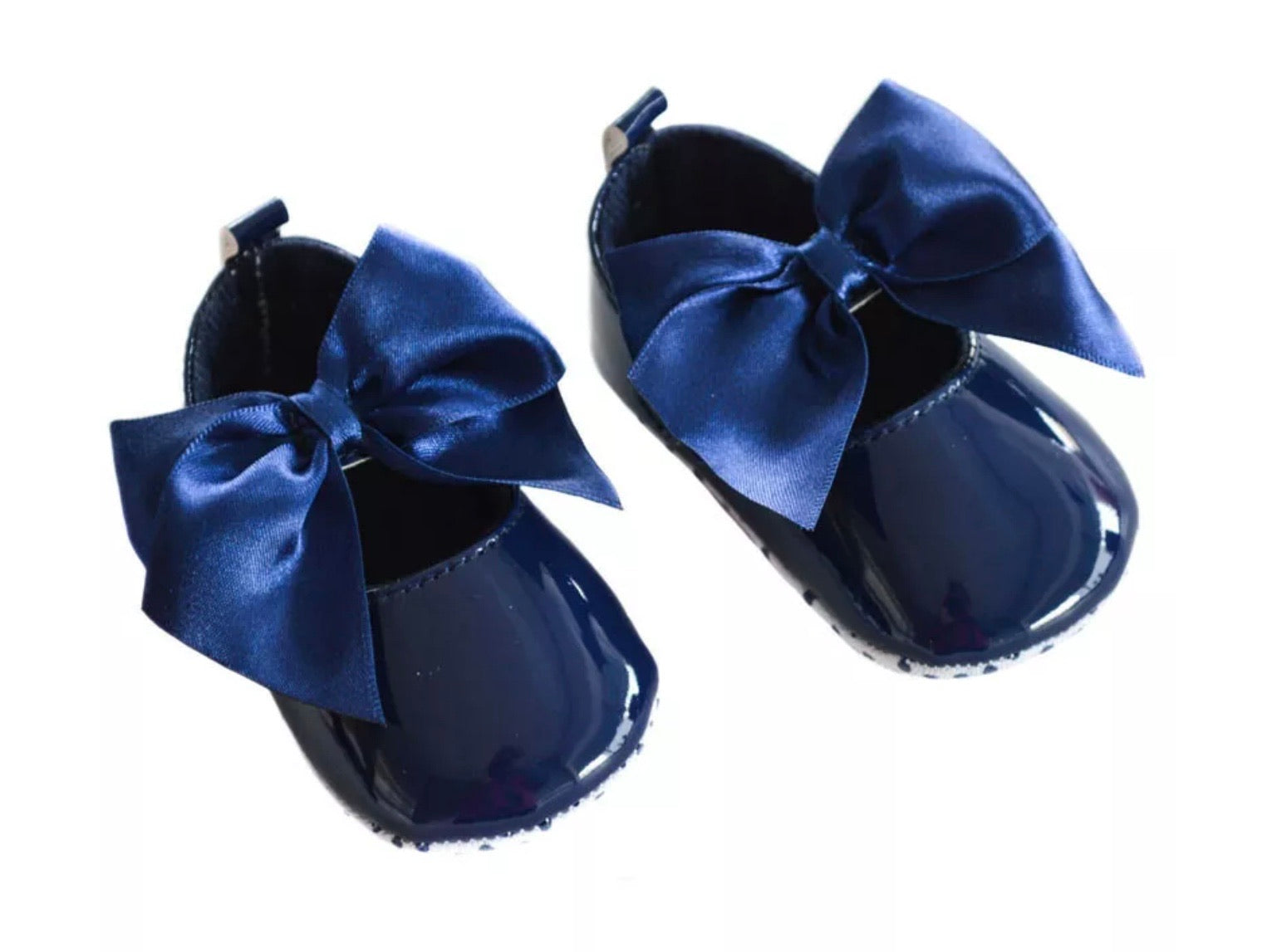 soft sole navy bow baby shoes 