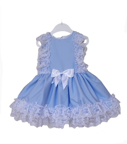 puffball lace blue traditional dress bow occasional party dresses gillytots 
