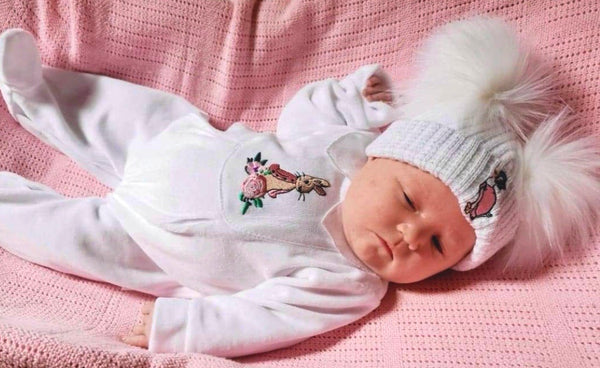 Flopsy Bunny Velour BabyGrow- White