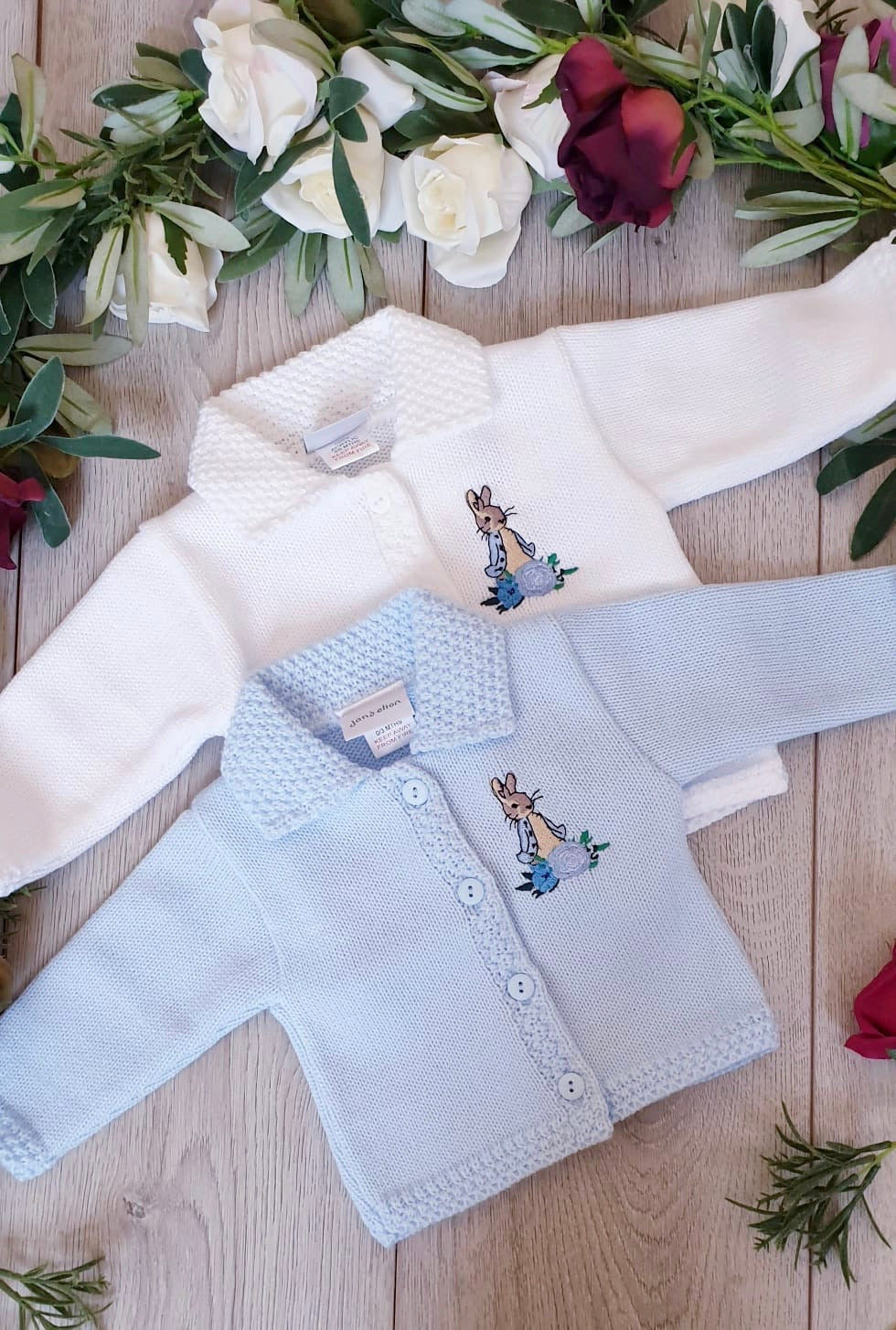 peter rabbit beatrix potter collection cardigan white blue 
