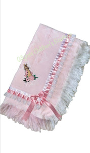 baby girls pink large blanket shawl flopsy bunny peter rabbit 