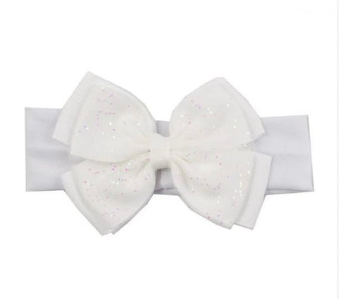 soft touch baby girls plain headband with glitter bow white baby bows 