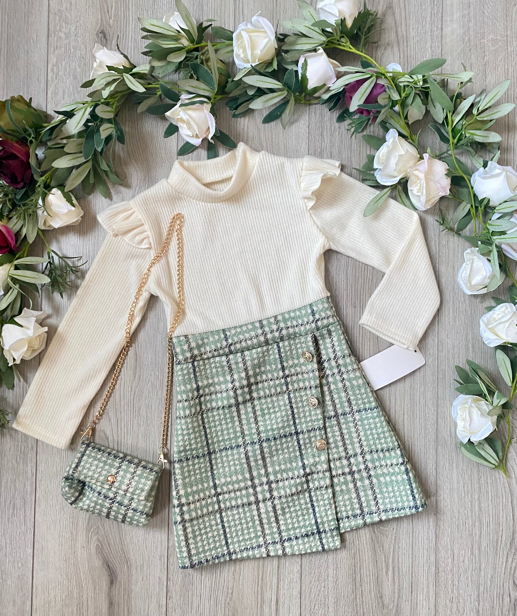 Girls Dress and Bag Set - Green