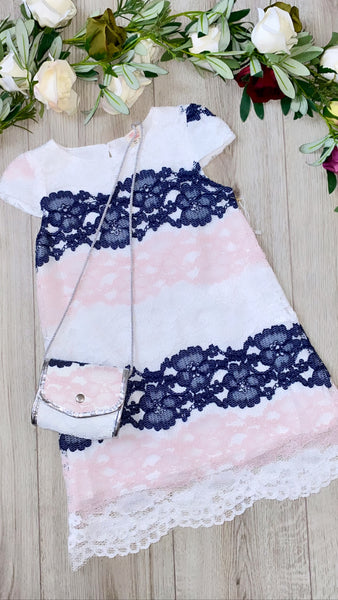 Gillytots Girls Floral Lace Dress and Purse Set reduced
