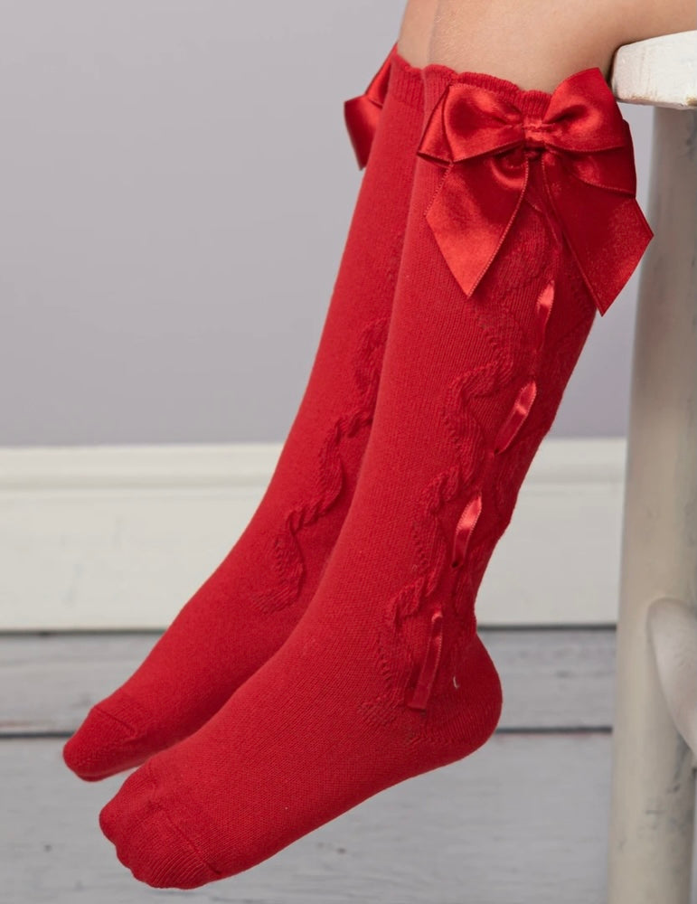 caramelo kids girls red bow knee socks gillytots childrens boutique 