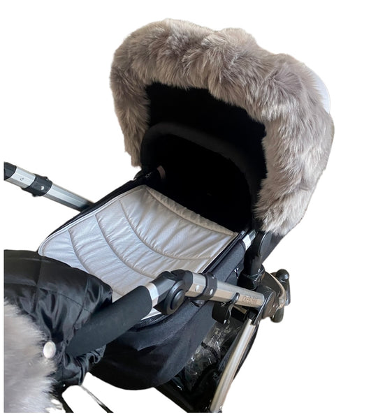 Extra Fur Pram Hood/Handmuff - Soft Silver