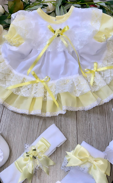 Gillytots Baby Girls Lemon Frilly Dress