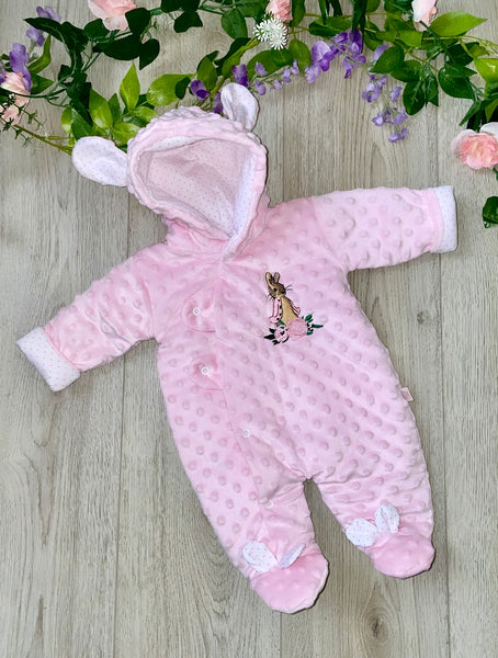 flopsy bunny all in one winter snowsuit pramsuit pram suit snow suit pink 