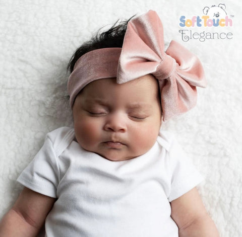 Rose Velour Headband with Bow