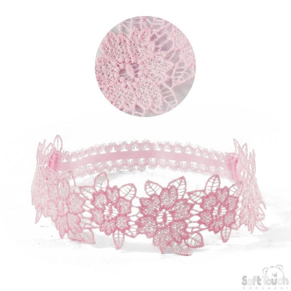 lace baby girls pink headband 