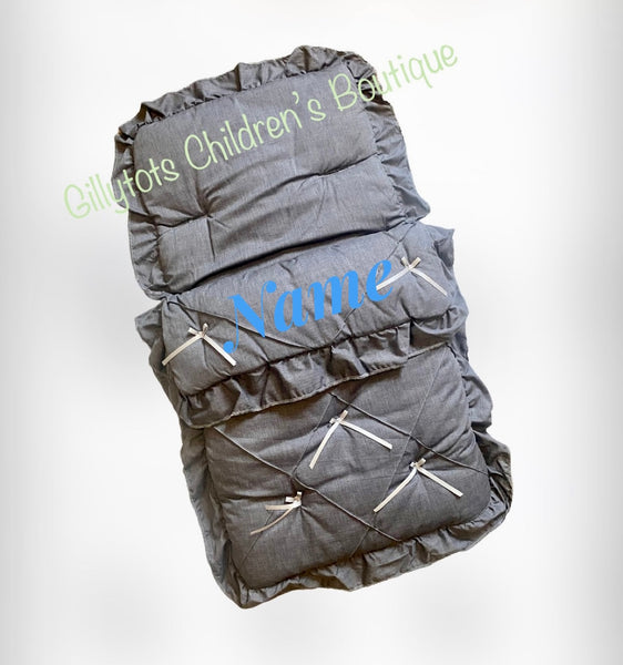 Grey Padded Pram Footmuff Cosy Toes