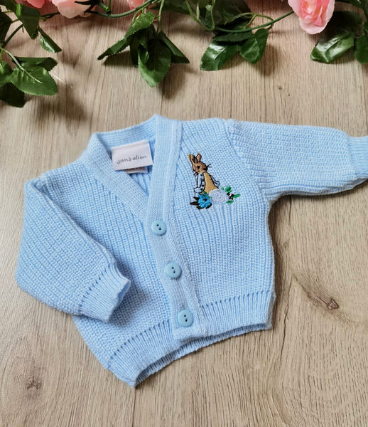 peter rabbit soft knit knitted blue premature cardigian beatrix potter blue
