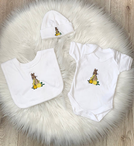 Peter Rabbit Flopsy Bunny Bib Vest Hat Set - Lemon