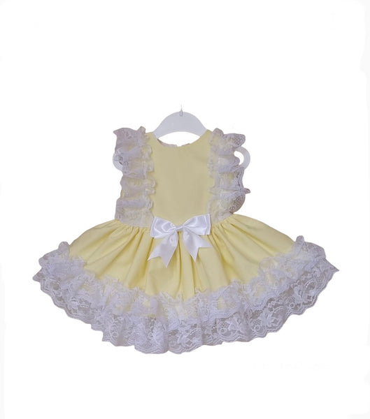 lemon puffball lace frilly bow dress gillytots baby girls baby girl 