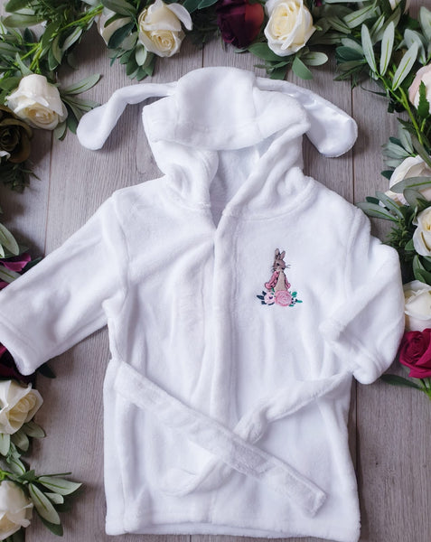 flopsy bunny baby dressing gown robe with ears soft touch 
