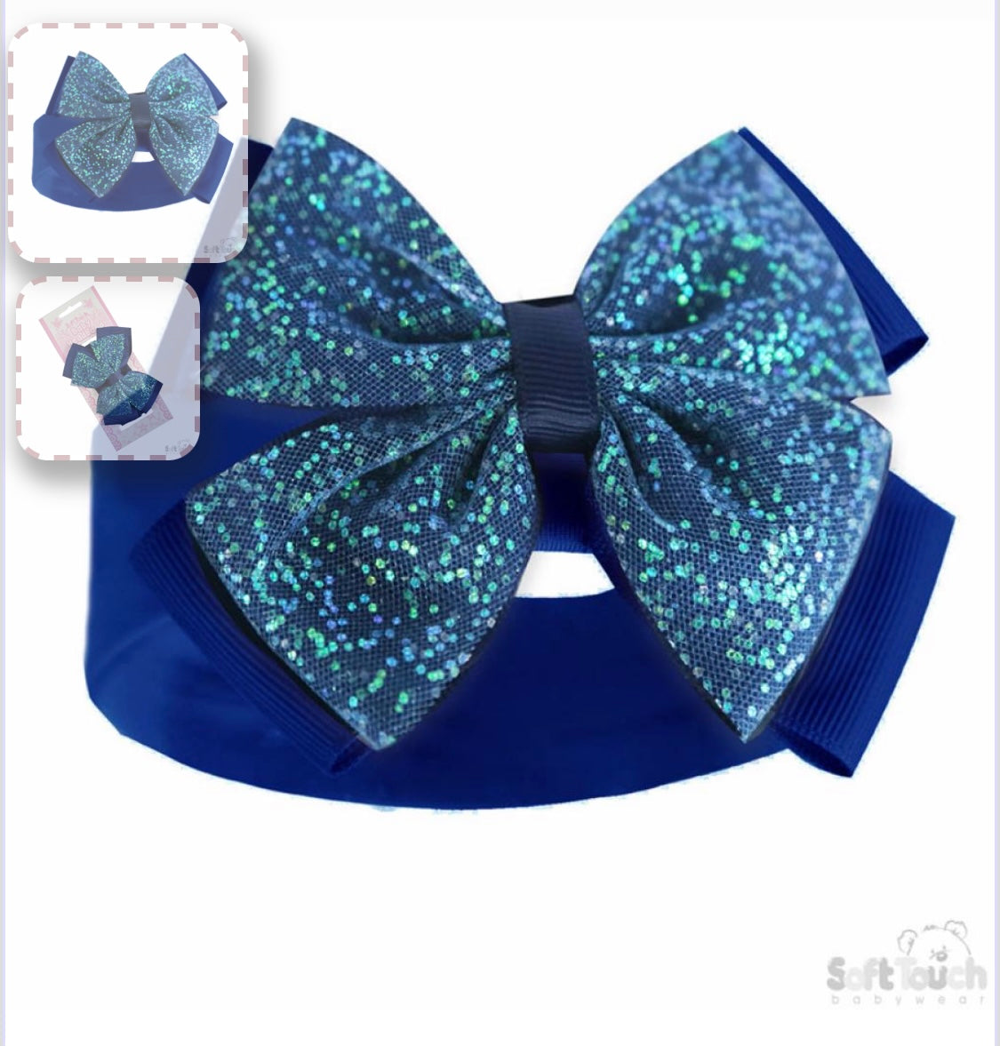 navy glitter shimmer bow plain headband baby girls hair accessories 