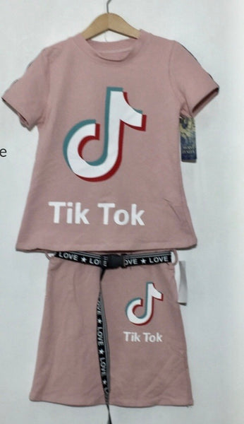 Girls TikTok Top and Skirt Set - Rose Shadow