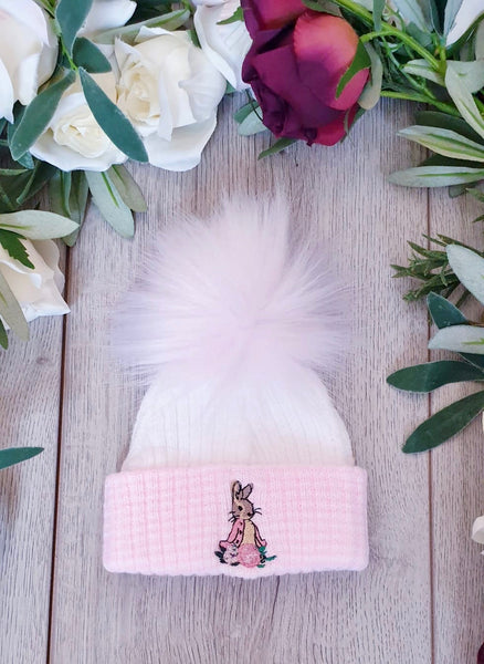 Flopsy Bunny Baby Girls luxury faux fur single Pom Hat