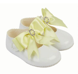 baypods lemon silk bow soft sole pram shoes gillytots