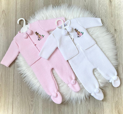 flopsy bunny peter rabbit baby clothes pink knitted knit wear dandelion pom outfits beatrix potter baby wear gillytots 