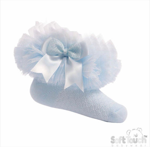 Blue Organza Lace & Bow Tutu Socks