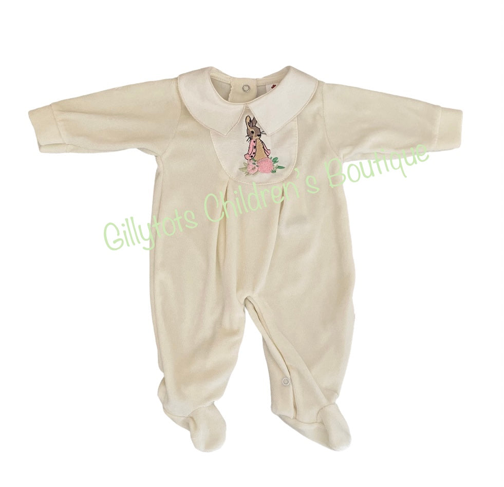 flopsy bunny all in one soft velour babygrow peter rabbit baby clothes 