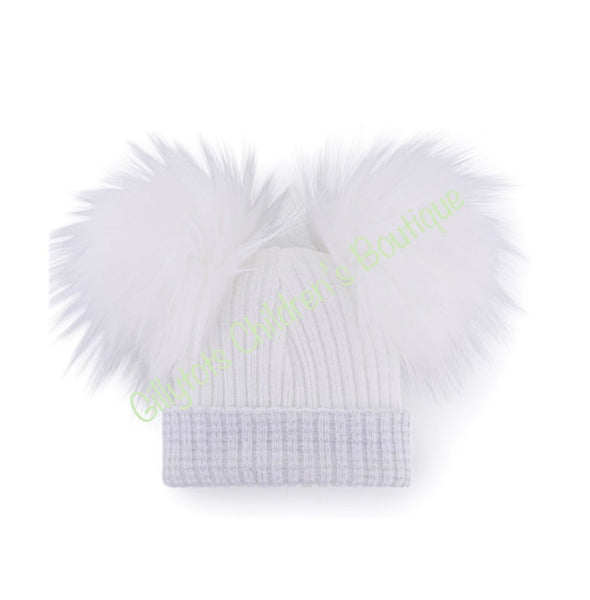 fluffy double pom pom hats newborn early baby tiny prem small babies hats 