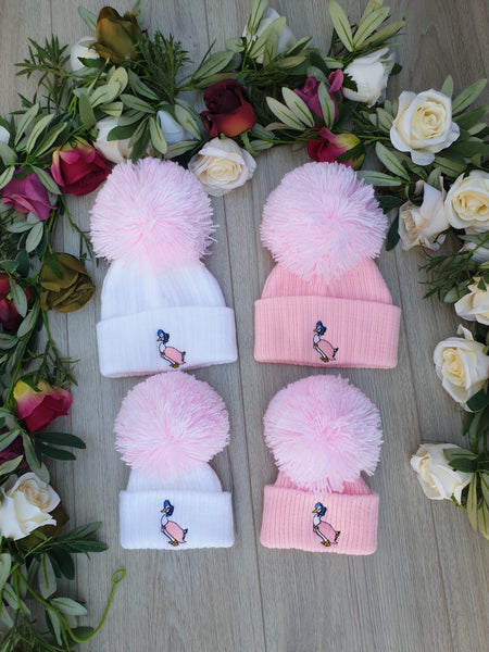 jemima puddleduck little lady pink white peter rabbit hat baby hats 