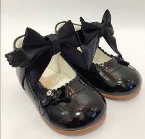 couche tot harriet black bow hard sole leather shoes 