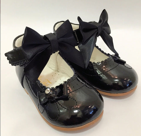 couche tot harriet black bow hard sole leather shoes 