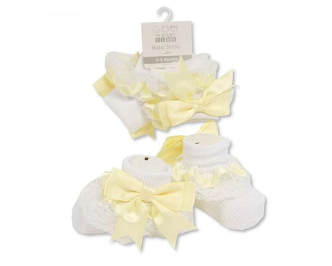 socks lemon white bows bow lace easter 