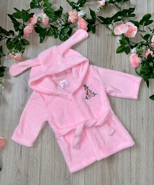 flopsy bunny beatrix potter soft fleece pink nightwear dressing gown baby girls 
