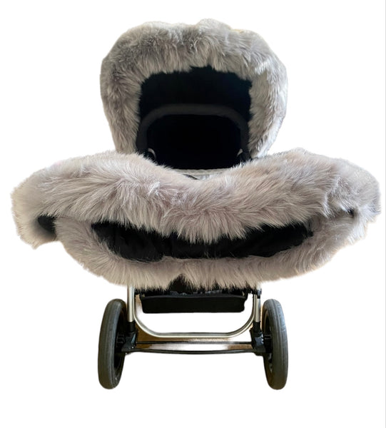 Extra Fur Pram Hood/Handmuff - Soft Silver
