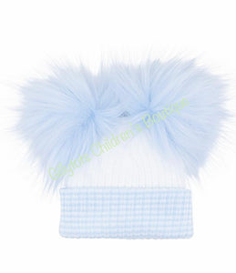 baby boys newborn blue pom pom double fur flufft poms newborn hat baby hat 