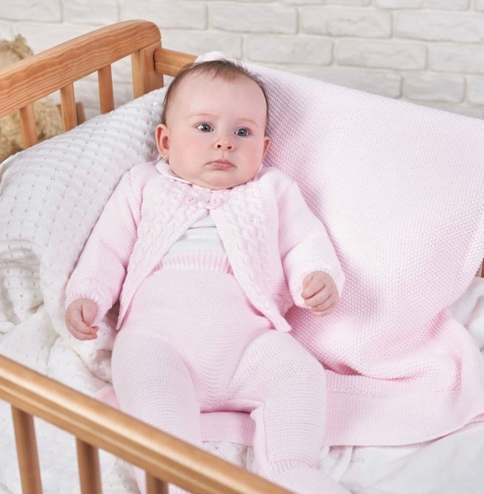 baby girls cable knit two piece pink knitted knit wear